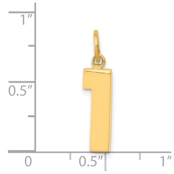 14k Yellow Gold, Athletic Collection Medium Polished Number 1 Pendant - Picture 4 of 5